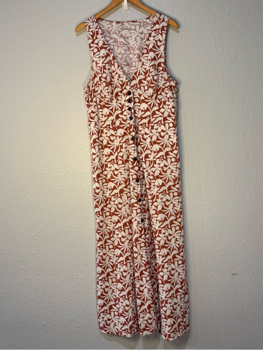 Marine Layer Rust & White Floral Maxi Dress